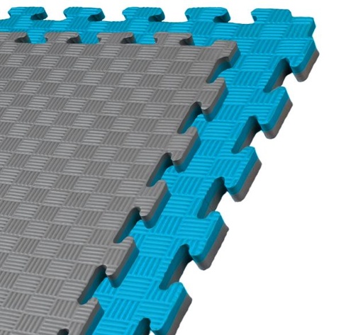 [DAMATCOM-B-G-2] Kampfsportmatte 1mx1mx2cm, Blau-Grau