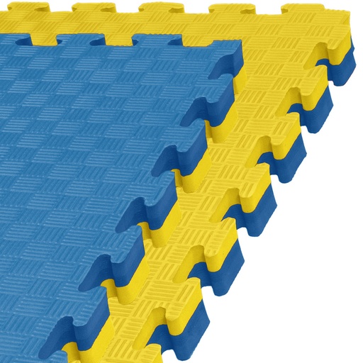 [DAMATGRAP-B-GE-4] Kampfsportmatte 1mx1mx4cm, Gelb-Blau