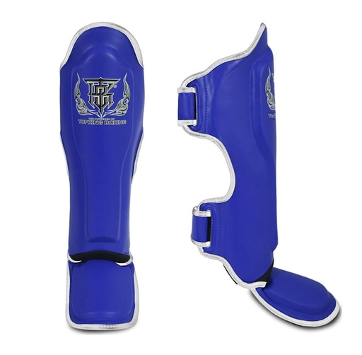 Top King Shin Guards Pro Leather, Blue