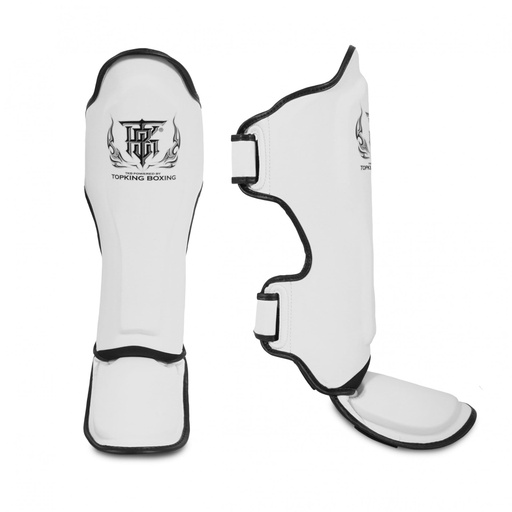 Top King Shin Guards Pro Leather, White