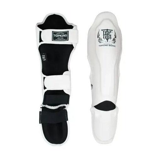 Top King Shin Guards Pro Leather, White
