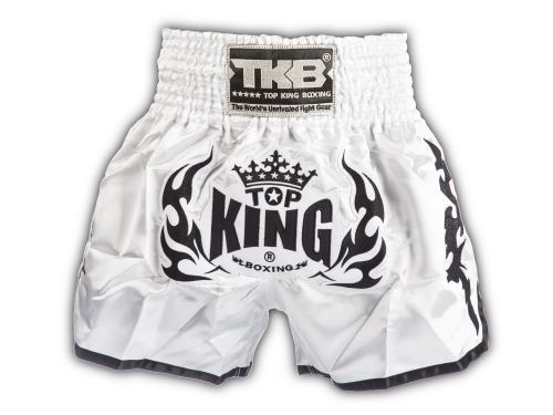 weiß TOP KING Muay Thai Shorts TKTBS-018 Boxing Thaibox Kickbox Short Hosen 