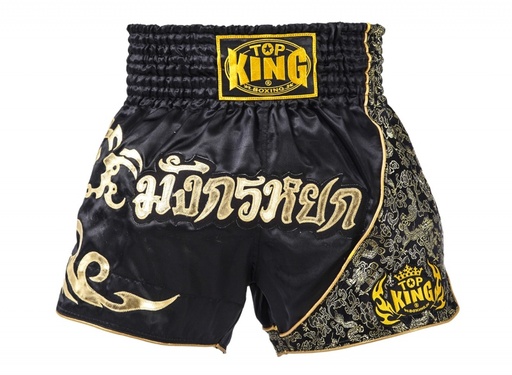 Top King Muay Thai Shorts TKTBS-089, Schwarz-Gold