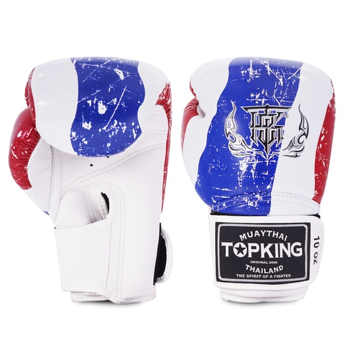 Top King Boxhandschuhe Thai Flag, Weiß