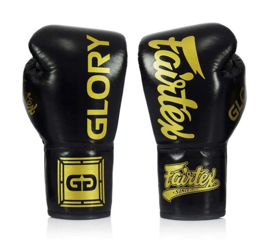 SALE 230 Fairtex Boxhandschuhe Glory BGLG1 mit Schnürung, Schwarz-Gold