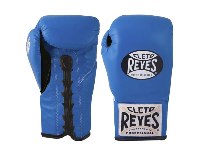 Cleto Reyes Boxing Gloves Pro Fight Safetec Laces, Blue