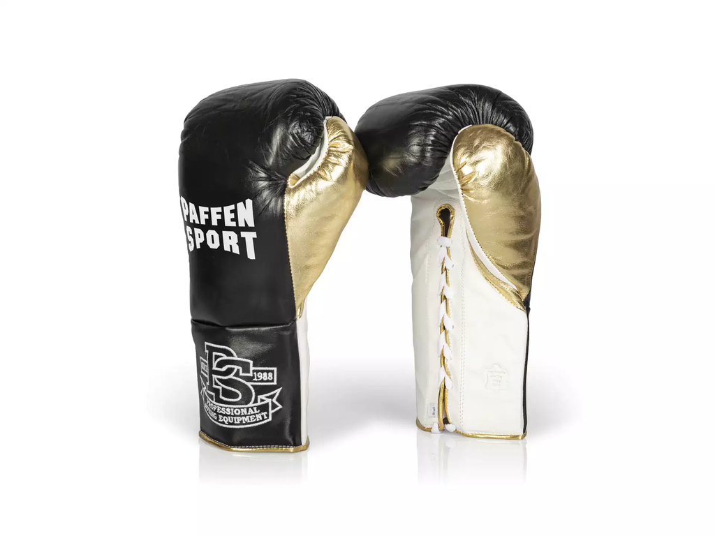 Paffen Sport Boxhandschuhe Pro Mexican TF Fight mit Schnürung, Schwarz-Gold