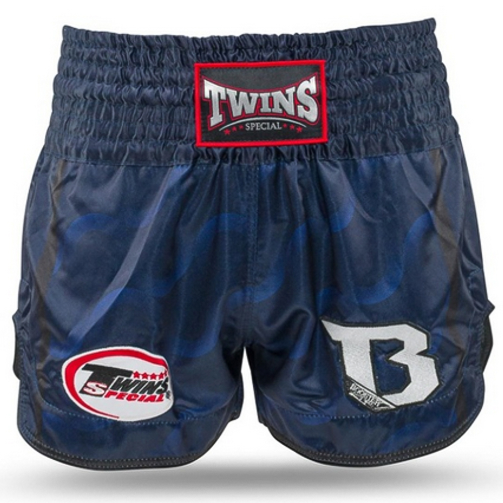 Twins Muay Thai Shorts X Booster No.5, Schwarz-Blau