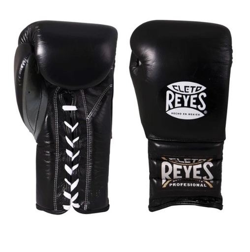 Cleto Reyes Boxhandschuhe Sparring mit Schnürung, Schwarz-Silber