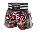 Top King Muay Thai Shorts TKTBS-227-WH, Weiß-Mehrfarbig