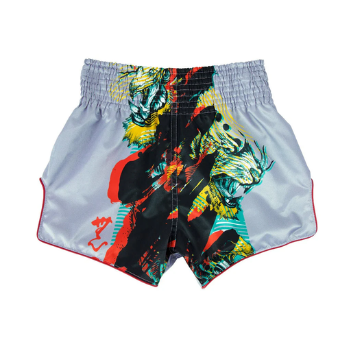 Fairtex Muay Thai Shorts BS1909 Satoru, Silver-Black-Red