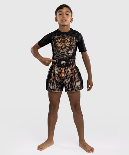 Venum Muay Thai Shorts Tiger Kids, Schwarz-Orange