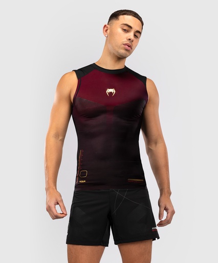 Venum Rash Guard Tactical XT Ärmellos, Schwarz-Burgundrot-Gold