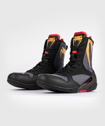 Venum Boxschuhe Elite, Schwarz-Grau-Gold