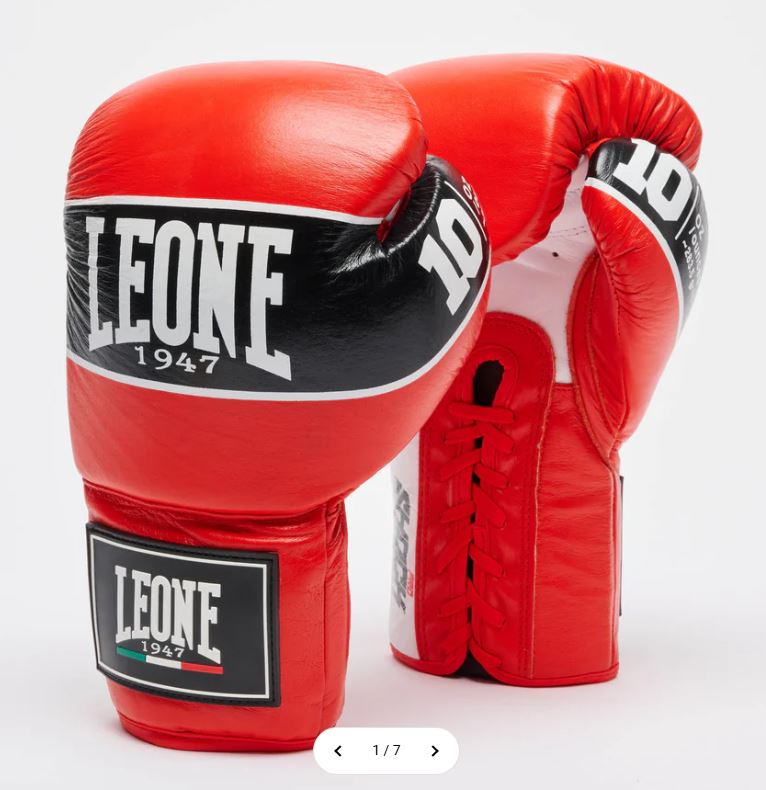 Leone Boxing Gloves Shock Pro with Laces, Red