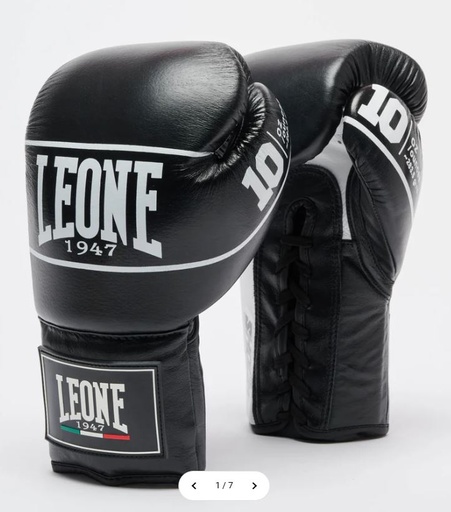 Leone Boxhandschuhe Shock Pro mit Schnürung, Schwarz