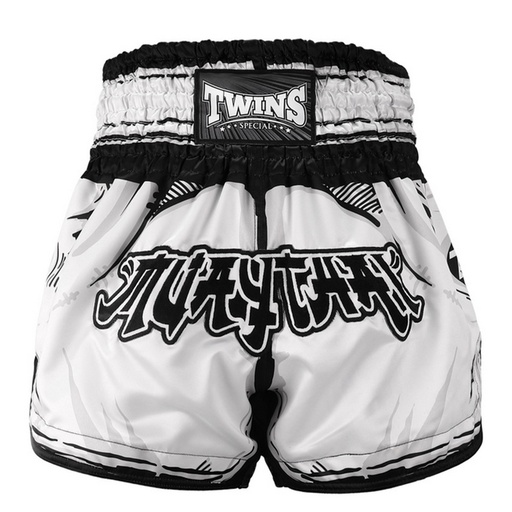 Twins Muay Thai Shorts Comic, Weiß-Schwarz