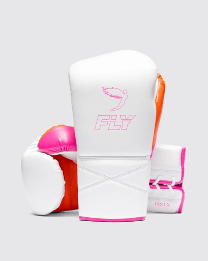 Fly Boxing Gloves Superlace Pro X 2, White-Pink-Orange