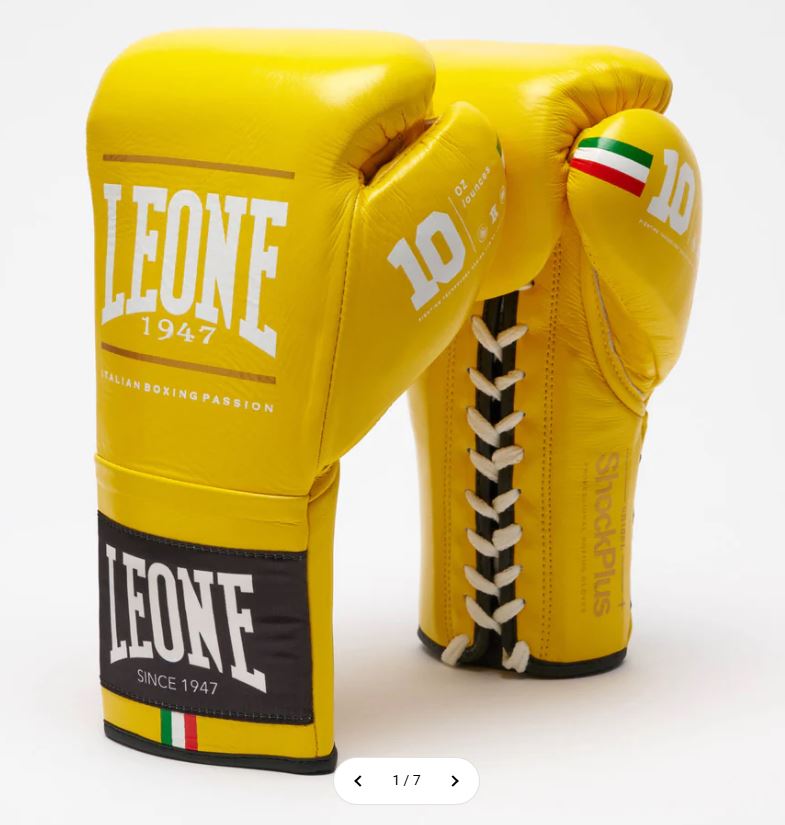 Leone Boxing Gloves Shock Plus Laces, Yellow