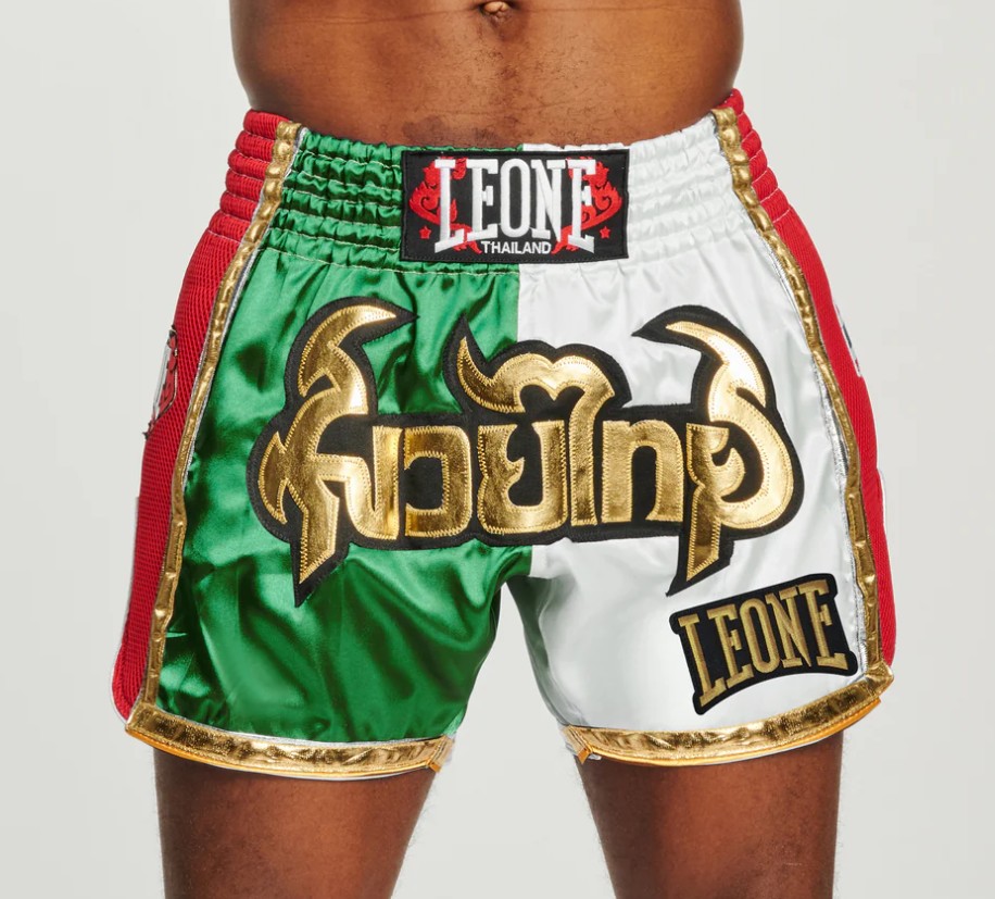 Leone Muay Thai Shorts Siam, Grün-Weiß