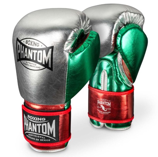 Phantom Boxing Gloves Mexico, Silver-Green-Red