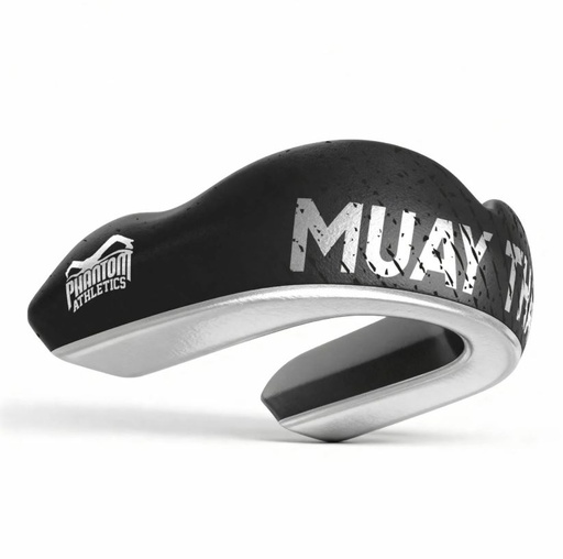 [PHMG3722-S-SI] Phantom Mundschutz Elite Muay Thai, Schwarz-Silber
