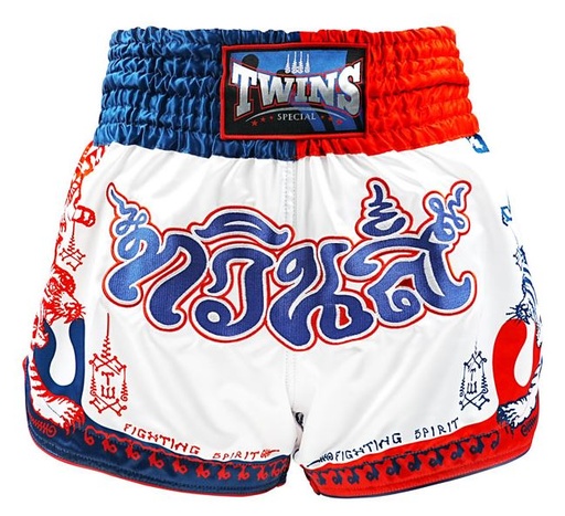Twins Muay Thai Shorts Yant, Weiss-Blau-Rot