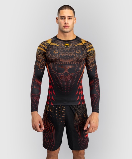 Venum Rash Guard Quetzal Fury, Black-Red-Mandarin