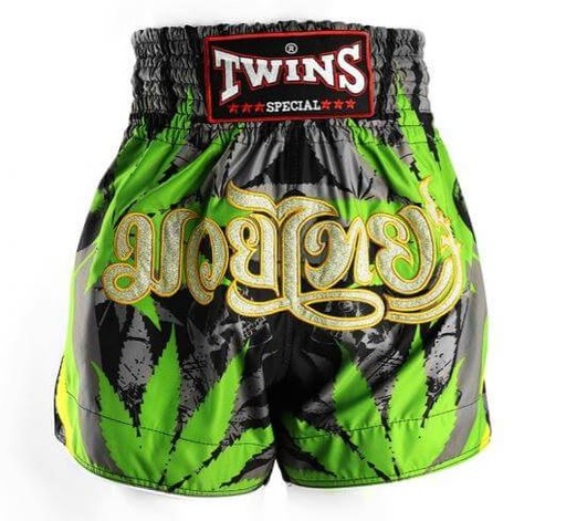 Twins Muay Thai Shorts Grass, Schwarz-Grün