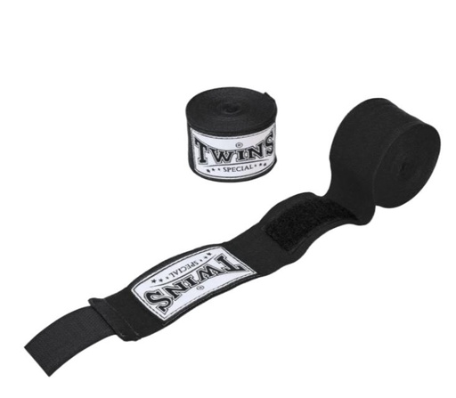 [CH6-S-3] Twins Boxbandagen CH6 3m Halbelastisch, Schwarz