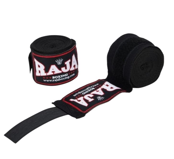 Raja Boxbandagen 4,5m Halbelastisch, Schwarz
