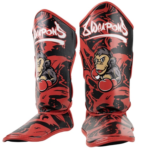 8Weapons Shin Guards Joe Kids, Black-Red