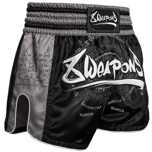 8Weapons Muay Thai Shorts 8 Ways Yant 2.0, Schwarz-Grau