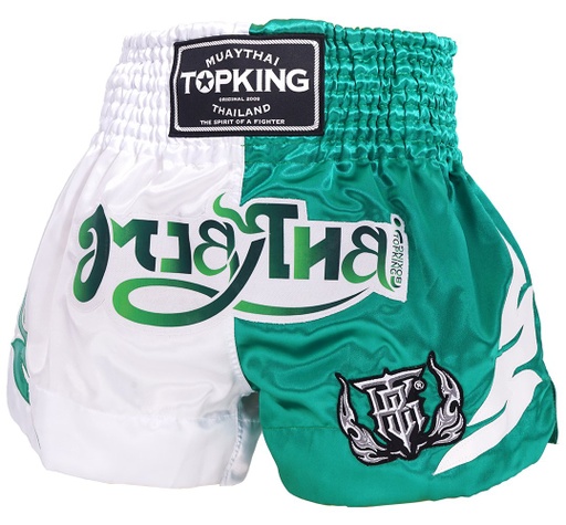 Top King Muay Thai Shorts TKTBS-250, Green-White