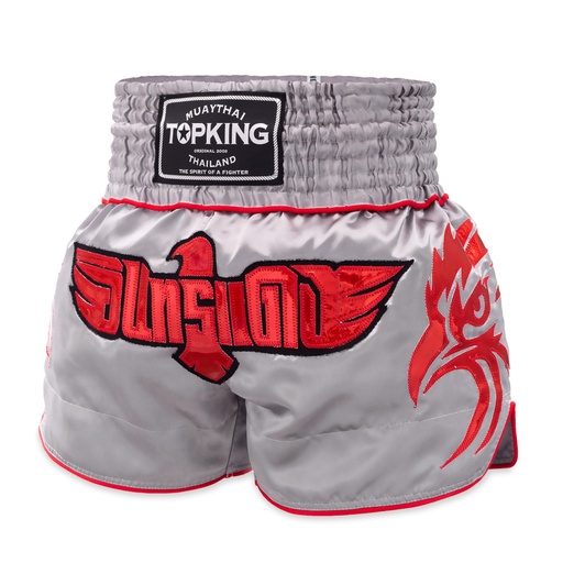 Top King Muay Thai Shorts TKTBS-266, Grey-Red