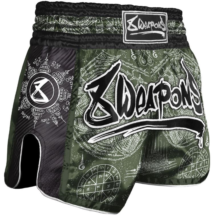 8Weapons Muay Thai Shorts Carbon Yantra, Grün