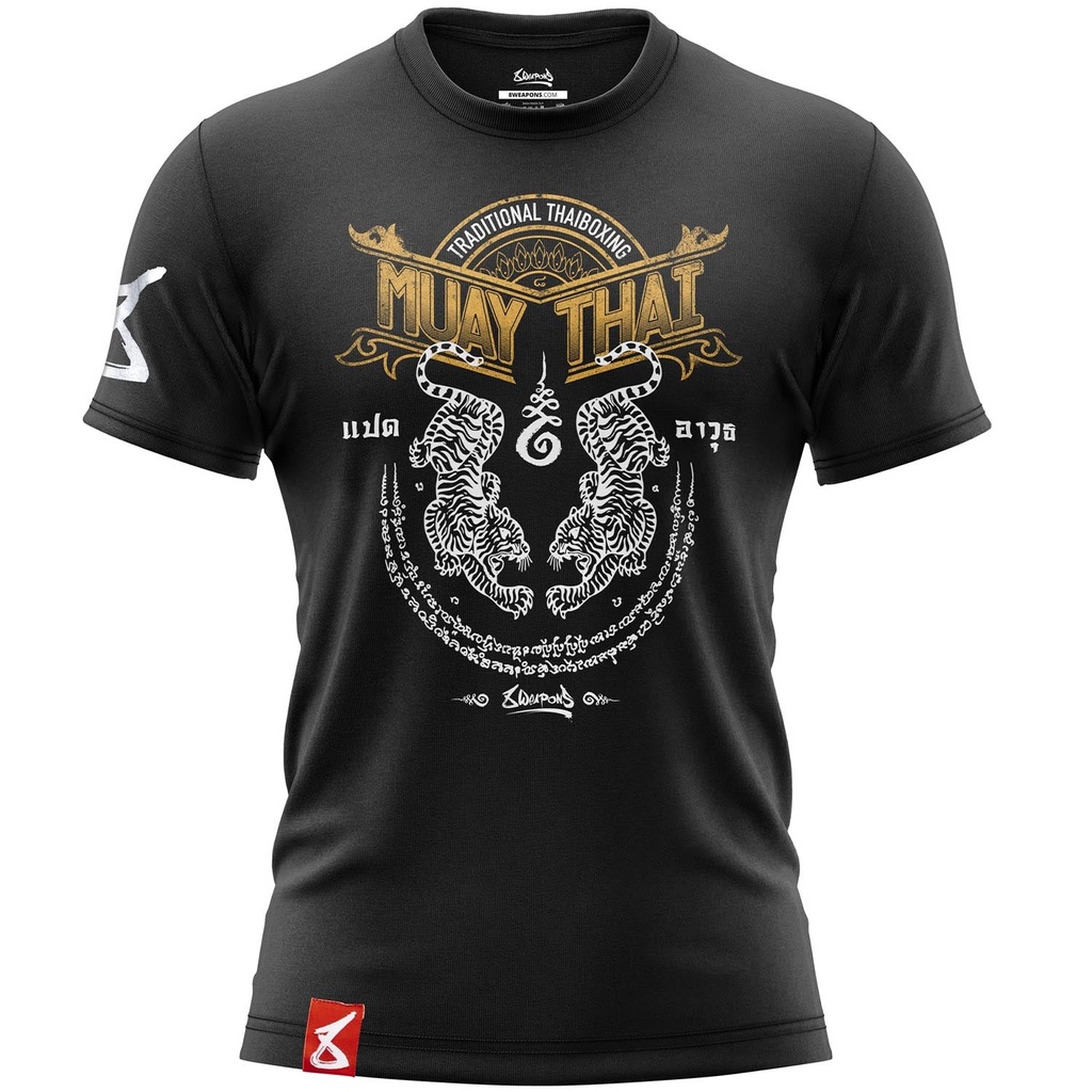 8Weapons T-Shirt Sak Yant Tigers, Schwarz