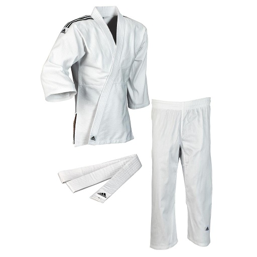 adidas Judo Anzug Club J350, weiß/schwarze Streifen