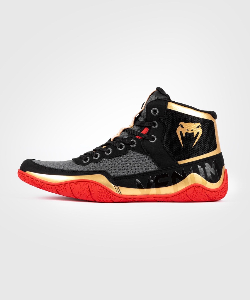 Venum Wrestling Shoes Elite, Black-Red-Gold