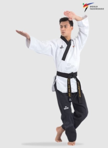 Daedo Taekwondo Poomsae Suit Dan Men, White-Black